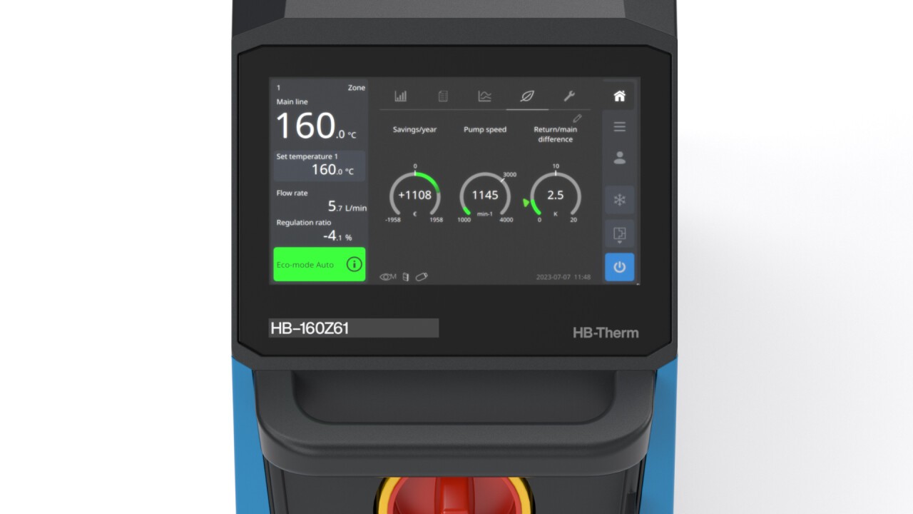 Energy efficiency display on the 7 inch IPS touch screen of the Thermo-6 temperature control units