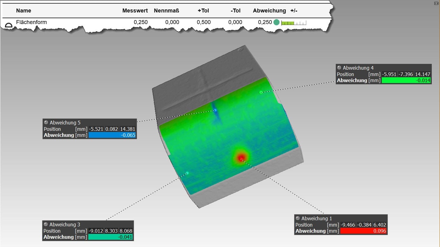 Example: Visualization of the surface shape in the 3D view