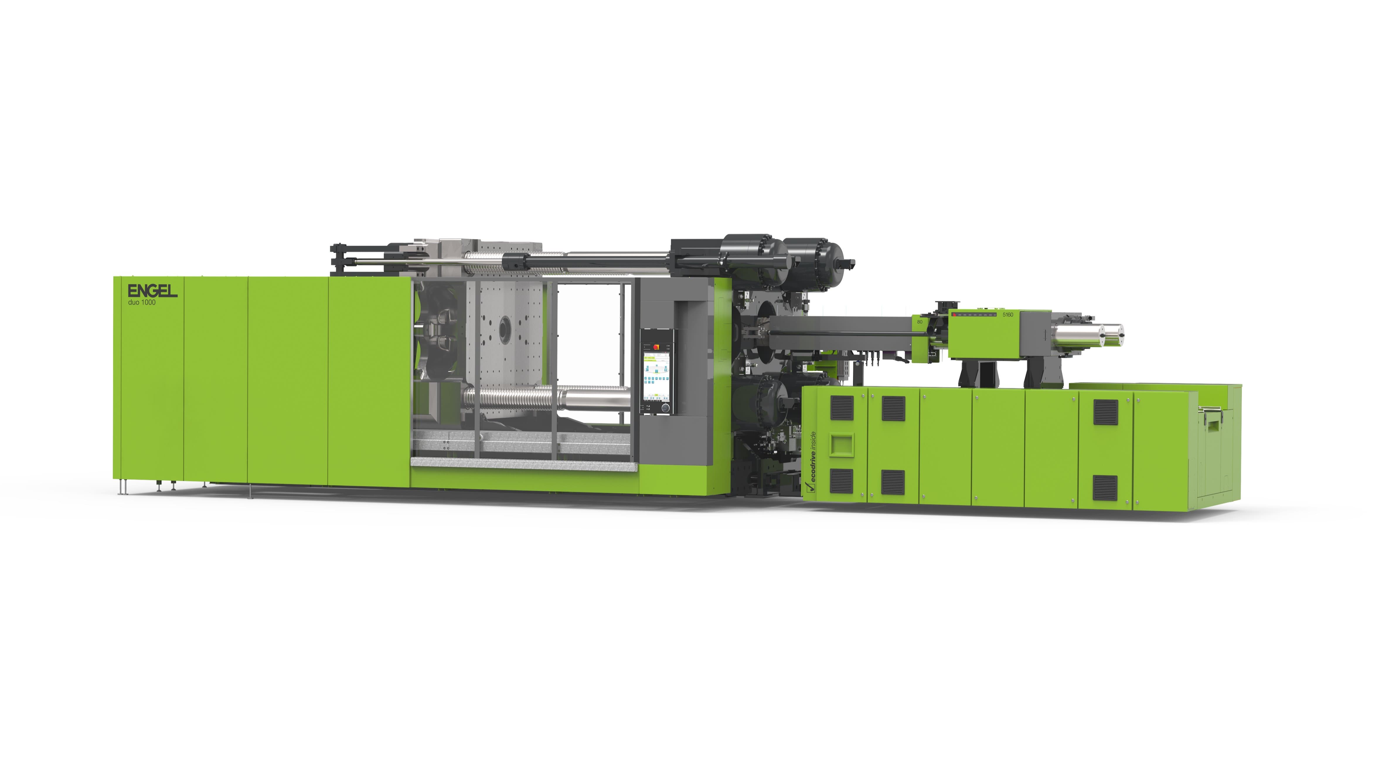 The two-platen injection moulding machine with flexible layout and compact design.