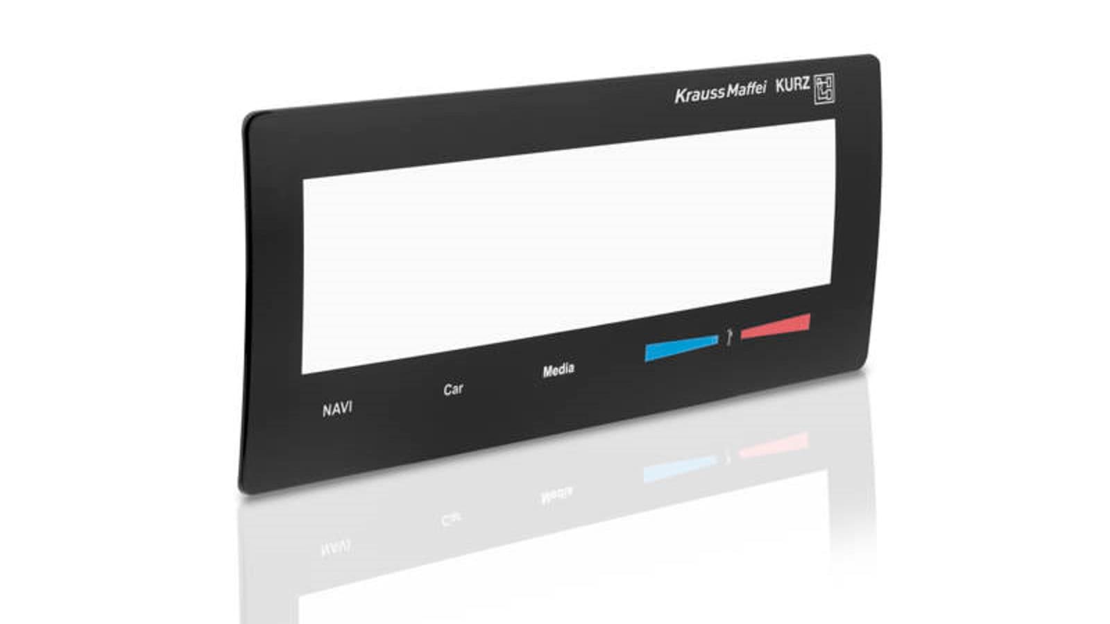 HMI-Display mit integrierter Elektronik, schwarzem Dekorrahmen und Kratzfestbeschichtung